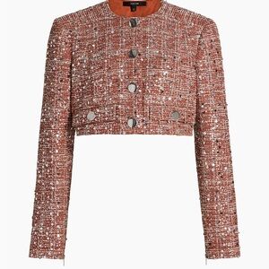 Toccin Lainey Tweed Crop Jacket size size 0 in terracotta NWT!!